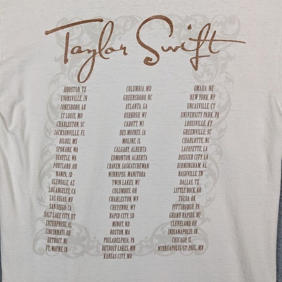 Taylor Swift Fearless Concert Tour Cream Light Yellow Womens Small 2009 Rare - Picture 8 of 8